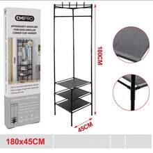 Household Corner Coat Rack Storage Rack, Bedroom Floor-Standing Corner Clothes Rack, Indoor Corner Multifunctional Simple Corner Clothes Rack, Corner Clothes Rack, Multi-Layer Shoe Rack. Multi-Layer Assembly Clothes Rack Storage Rack, - Black - View 10