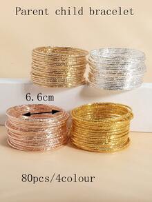 20pcs Delicate Bling Bamboo Knot Embossed Bangle Bracelets For Girls