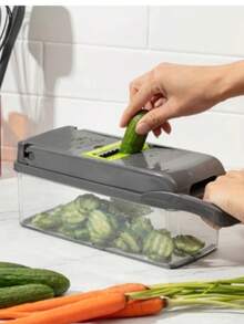 1PC Vegetable Slicer] 15 In 1 Vegetable Chopper, Professional Onion Chopper, Multifunctional Food Chopper, Kitchen Vegetable Slicer, 8-Blade Vegetable Chopper, Carrot Chopper With Container, Father's Gift - Multicolor - View 5