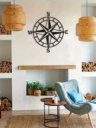 1pc Of Vintage Nautical Compass Metal Wall Decoration, Indoor Wall Hanging Living Room Decoration, Aviation And Earth Science Theme, Adventure-Inspired Home Furnishings, Classic Design, Sturdy Construction, Suitable For Adventure Lovers, Suitable For Office, Home Living Room, Bedroom, Terrace, Kitchen, Patio Wall, New Home Warming, Holiday Gift, Birthday Gift