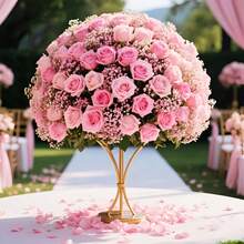 Combo 70 bông hoa hồng nhân tạo và hoa giả, thích hợp trang trí nhà cửa trong phòng khách, sân trong hoặc sự kiện đám cưới, quà tặng hoa, hoa trang trí, bó hoa cưới, bó hoa cô dâu nhân tạo màu đỏ, trang trí cắm hoa giả - Hồng - Xem 3