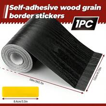 Black Wood Grain Wallpaper Border, Waterproof PVC Mirror Frame Peel And Stick, Self Adhesive Removable Mirror Trim Border Bathroom Bedroom Skirting 2 * 393 In