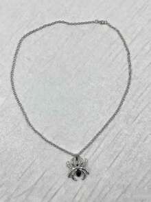 1pc Gothic Style Spider Necklace, Rhinestone Alloy Spider Pendant Titanium Steel Necklace, Suitable For Halloween And Everyday Street Style - Multicolor - View 9