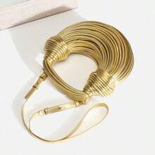 Popular Personalized Woven Handmade Bends And Hitches Packs Ramen Dumplings Clouds Women Hand-Carrying Crossbody Bag,Chic Circular Woven Handle Bag - Metallic Gold Finish, Stylish Party Accessory Hand-Woven Bread Women's Clutch Top Handle Satchel Shoulder Crossbody Creative Noodles Purses Underarm Bag Handbag , Gold Bag - 金色 - 查看 4