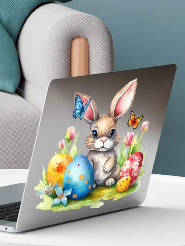 1pc.Easter Egg Bunny Sticker, Modern Style PVC Wall Sticker, Kitchen / GuestHall / Bedroom, Computer / Bathtub / Large Flowerpot Can With Stickers . Wall Stickers Room Decor Wall Decor Bedroom Decor Kitchen Decor Home Decor