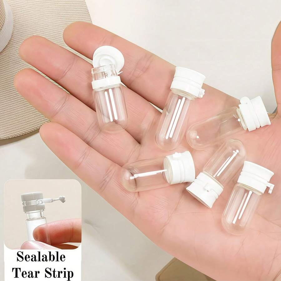 10pcs Travel Refillable Bottles, Mini Portable Capsules, Transparent Glass Material | Makeup Remover Oil, Essence, Gel Cosmetics Disposable Empty Bottles - Clear - View 1