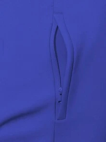 Mens Casual Solid Stacked Track Pants Zipper Pockets Polyester Spandex - 寶藍色 - 查看 4