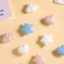 1 pieza Tirador de cajón de cerámica, color macaron, con forma de nube, estrella y luna, adecuado para cocina, gabinete, dormitorio, armario, baño, tocador, muebles - Multicolor - Ver 4