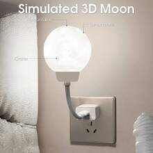 夜灯 USB 插入式壁灯，月亮形夜灯，卧室睡眠氛围装饰灯，适用于成人和儿童房、卧室、走廊 - 彩色 - 查看 4