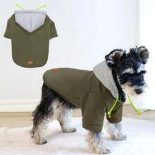 1 Pieza Sudadera con capucha engrosada, abrigo cálido y a prueba de viento apto para perros pequeños/medianos, adecuado para otoño/invierno al aire libre - Verde Oliva - Ver 9