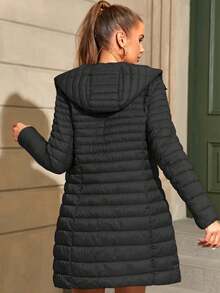 Risissida Damen Lässig Kapuzen Daunenjacke mit Taschen, leicht für den täglichen Gebrauch - Schwarz - Übersicht 5