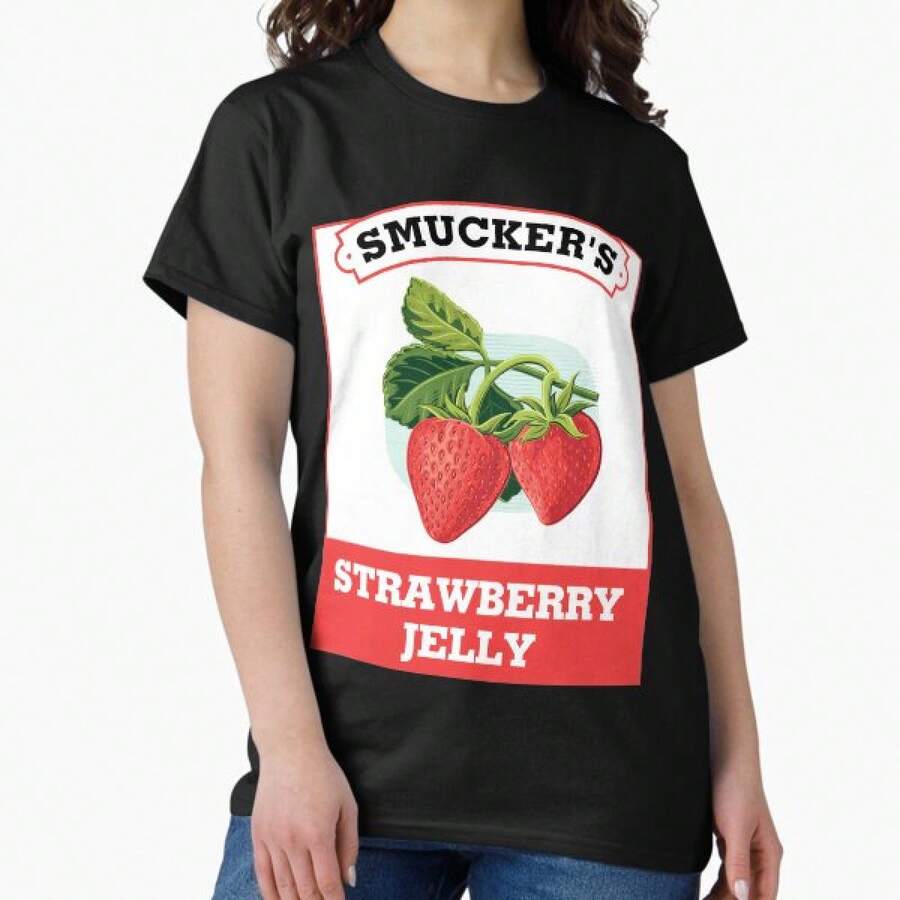 Smucker's Strawberry Jelly Halloween Costume 	 	   Classic T-Shirt Vintage Graphic Women's T-Shirt – Relaxed Fit Cotton Top For Street Style - 白色 - 查看 1