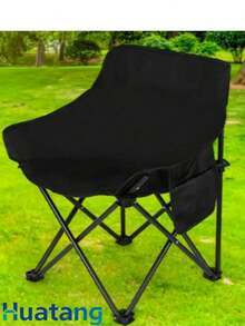Silla plegable para acampar, silla lunar para exteriores con bolsillo, silla de playa antideslizante resistente de 150kg, silla plegable portátil Sillas de playa plegables SILLA PORTABLE - Negro - Ver 3