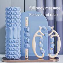 3根30厘米瑜伽棒 + 4个腿部按摩球 + 9个腿部按摩轮，瑜伽普拉提腿部训练健身腿部拉伸工具 - 彩色 - 查看 3