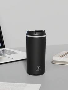 Meoky 12盎司双层不锈钢旅行咖啡杯带密封盖 - 隔热真空咖啡杯，便携式车载杯，为学生、办公室、户外活动和返校提供冷热饮品保温 - 黑色 - 查看 2
