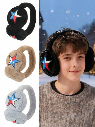 1-Pack Plush Fleece Ear Warmers For Boy - Soft Stretchy Winter Ear Muffs, Only Cold Weather Accessories