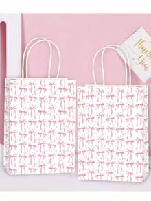Pink Small Bow Gift Bag Girls Birthday Party Souvenir Handbag Christmas Gift Packaging Bag - Multicolor - View 5