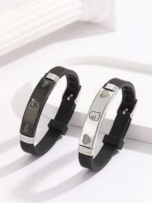 2pcs/Set Luminous Couple/Friendship Silicone Bracelet Set With Glow-In-The-Dark Double Heart & Finger Heart Pattern, Casual Accessory Suitable For Daily Wear And Holiday Gift