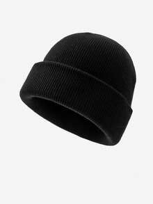 两件套男女通用时尚简约针织帽和腰包套装，休闲百搭防风保暖无檐帽，户外便携收纳斜挎包，适合秋冬季日常户外时尚搭配，是男女冬季服装的绝佳礼物之选。 - 黑色 - 查看 8