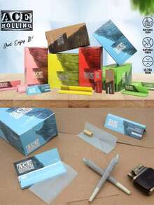50Booklets-Rolling Papers 11/4 Cigarette Rolling Papers-Blue And Green Unbleached Rolling Papers- Natural Gum Arabic Rolling Paper-44*78 MM Blue And Green Rolling Paper-Classic Extra-Thin Cigarette Paper Burns Smoothly. - Multicolor - View 8