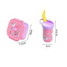 El set de lonchera y botella de agua, con diseños de dibujos animados, es la opción perfecta para llevar. - Rosa - Ver 3