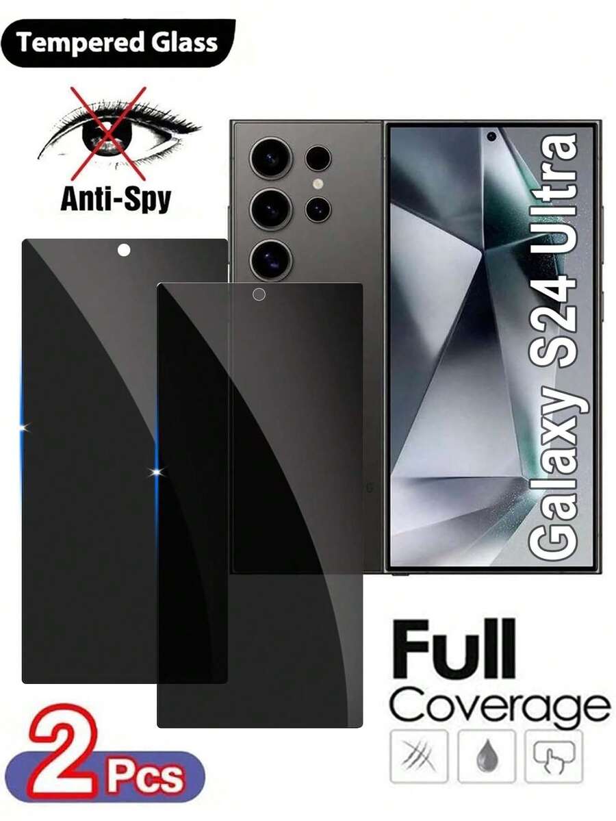 2pcs Privacy Screen Protector Compatible With Samsung S25 Ultra Anti-Spy Anti-Scratch,Unlocking Supported Suitable For Galaxy S21/S22/S23//S24 Ultra/S25 Ultra/Galaxy S25 Full Series Curved Screen Phone Screen Protector, Phone Accessories Waterproof Tempered Glass Anti-Shock Anti-Drop Anti-Fingerprint Full Coverage