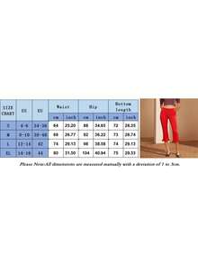 Women Capri Pants, Elastic Waist 3/4 Length Pants Solid/Dots Cropped Pants For Casual Daily - 黑色 - 查看 8
