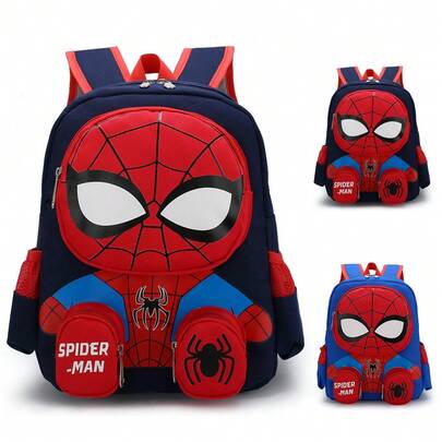Marvel Marvel Spinne-Man Modischer Rucksack, Cartoon Anime Tagesrucksack, Reisetasche mit großem Fassungsvermögen - Strapazierfähiges Material, mit Fronttasche und Seitentaschen, geeignet für Schule, Büro und Outdoor
