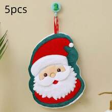 Khăn tay Giáng sinh bằng vải nỉ san hô - Dày, thấm hút nhanh, hoạt hình dễ thương (Ông già Noel/Cây thông Noel/Người bánh gừng/Chuông), treo cho nhà bếp/phòng tắm, khăn lau nhà không xơ vải - Nhiều màu - Xem 17