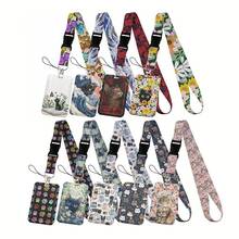 CX Lovely Kitten Manga Card Holder Badge Holder ID Card Lanyards Cell Phone Rope Key Lanyard Neck Straps Keychain Cats01 Bag Charms Car Teacher Friend Sister Gift Ideas