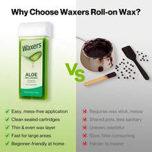 Waxers Roll On Wax Kit Waxing Roller Depilatory For Women Men Soft Wax Hair Removal Kit For Larger Areas At Home With Heater & Strips - 蘆薈 - 查看 3