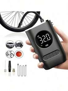 Mini Portable Air Compressor Rechargeable Digital USB Tire Inflator Immediate Shipping - màu đen - Xem 1