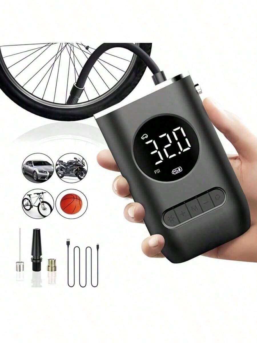 Mini Portable Air Compressor Rechargeable Digital USB Tire Inflator Immediate Shipping - màu đen - Xem 1