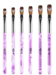 6/3 件套亚克力指甲刷套装，水晶笔雕刻笔美甲工具，美甲设计工具，3D 生成器指甲胶刷 - 亚克力美甲刷 - 适用于家庭美甲沙龙、旅行、约会、礼物 - 彩色 - 查看 1