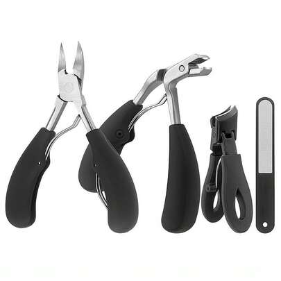 1 pieza Cortaúñas profesional, diseño moderno, hoja de acero inoxidable, borde cóncavo, abertura amplia, anti-salpicaduras, mango largo, recortador de cutículas curvo, adecuado para uñas gruesas de los pies, apto para hombres y personas mayores