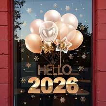 1pc 2026 Happy New Year Colorful Balloon Window Sticker, Removable Static Cling Decal, Suitable For Home, Store, Mall, Bar New Year Decoration - Multicolor - View 11