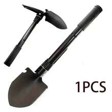 1pc Ultra-Light Tactical Folding Shovel - Survival Shovel With Saw, Pickaxe And Camouflage Pouch, Stainless Steel, Suitable For Camping, Hiking And Outdoor Adventure, Multi-Functional Tool, Sturdy Construction