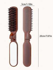 1支猪鬃折叠梳，便携式旅行美发梳带镜子，多功能造型梳，发梳，后梳，造型梳，卷发梳，边缘梳，梳子，梳头，美发梳套装，梳子，卷发梳，解结梳，女士美发梳，头发，旅行，美发产品，美发工具，美发用品，理发师，理发师配件，理发店，美发设备 - 彩色 - 查看 9