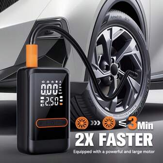 SUITU [Portable Air Compressor] Tire Inflator, 150psi Cordless Tire Inflator, 2x Faster Inflation Electric Air Pump With Pressure Gauge Led Light Equipped With A 7.4v 2000mah Lithium-Ion Battery For , Bike, Motorcycle, Ball, Tire Inflation Tool, | Car Essentials | Gifts|