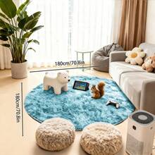 1 块柔软蓬松椭圆形防滑地毯，卧室/客厅/入口毛绒扎染矩形地毯，家居装饰长绒地毯和垫子 - 彩色 - 查看 6