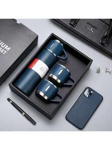 Stainless Steel Vacuum Flask Gift Set Business Style Bottle Outdoor Travel Insulation Cup Couple Office Drinkware