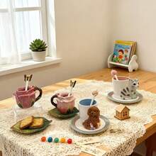 Cốc cà phê Espresso bằng gốm sứ họa tiết động vật và hoa dễ thương 3D, vẽ tay theo phong cách Ý, 90ml/3oz, Phụ kiện cà phê tại nhà/văn phòng/tiệc tùng, trang trí để bàn, quà tặng - Nhiều màu - Xem 13