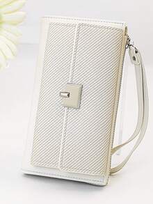 MINGYOU Soft Lychee Textured Handbag Multifunctional Wallet - Beige - View 6
