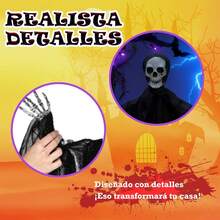 3 Piezas Decoraciones Colgantes de Esqueletos Fantasmas de Halloween 35", Decoración Voladora Balanceante para Jardín Patio Césped - 1 - Ver 4