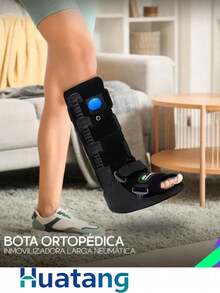 Bota Ortopédica Larga Neumática Walker con Aire Férula Tobillo Ajustable Soporte Médico Suela Antiderrapante Sistema de Balancín - Negro - Ver 6