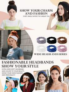 1pc Women's Headband, Wide Elastic Headband, Non-Slip Thick Headband, Stretchy Absorbent Sports Headband, Large Bow Soft Headscarf. Available In Multiple Colors. Warm Hair Bands Women Bandanas Winter Hair Accessories