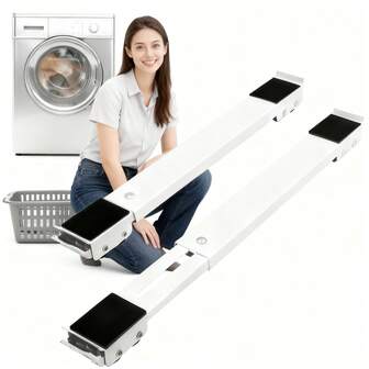 可调节不锈钢移动支架，可调节长度家用电器移动支架，适用于冰箱、洗衣机和烘干机、家具等，方便移动底座