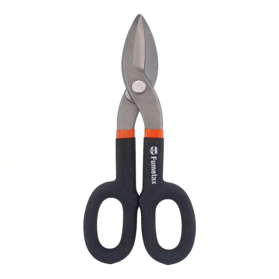 Tijera de Hojalatero FUMETAX 8 '' | Tijeras para Cortar Lámina, Chapa y Metal Delgado | Acero al Carbono y Mango Antideslizante SW-81410101 - Negro - Ver 1
