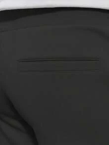 Mens Casual Solid Stacked Track Pants Zipper Pockets Polyester Spandex - 黑色 - 查看 3