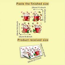 Autocollants de placard à tasse crème de Noël, cannes de bonbon, bonshommes en pain d'épices, sapins de Noël, houx, autocollants muraux PVC amovibles et réutilisables à double face créatifs pour embellir et décorer les portes du salon et de la salle à manger - Multicolore - Voir 10